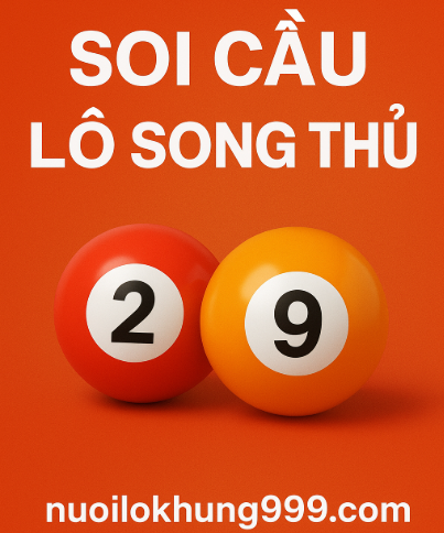 Soi cầu lô song thủ miền Bắc với 2 viên bi xổ số và logo nuoilokhung999.com