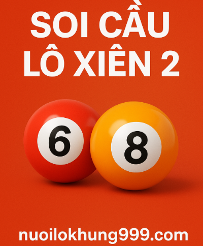 Soi cầu lô xiên 2 với 2 viên bi xổ số và logo nuoilokhung999.com